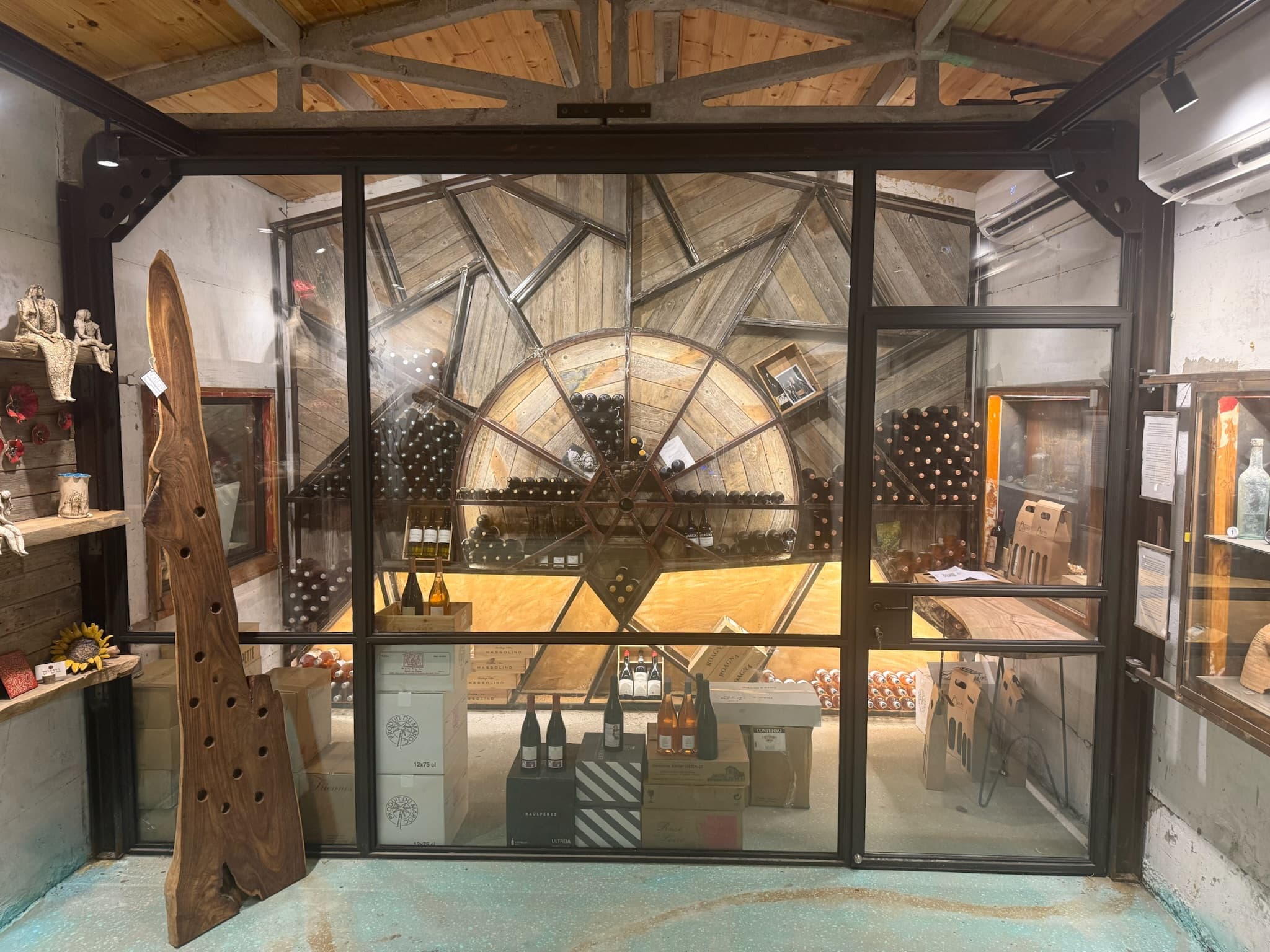 The completed Community Wine Bar interior and wine display